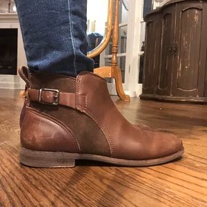 UGG brown leather ankle booties